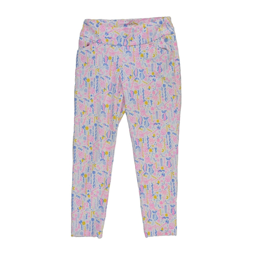 Lilly Pulitzer Luxletic Pants Women's Size 8 White Pink Blue Performance Twill